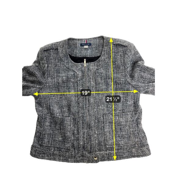 NWT Tommy Hilfiger Navy Blue Tweed Blazer Suit Jacket Zip Career Womens Size 12 - Picture 12 of 12